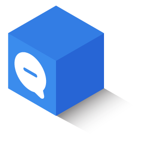 building block with speech bubble icon