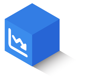 building block with downward graph icon