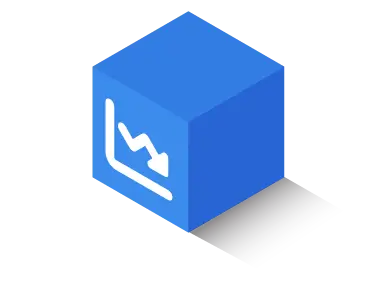 Icon of a line chart on a cube