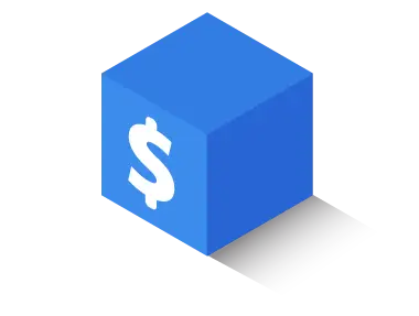 Icon of a dollar sign on a cube