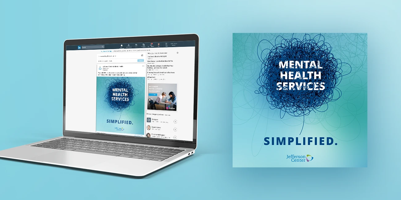 Mockup of Mental Health Services Simplified social media concept on a computer for Jefferson Center