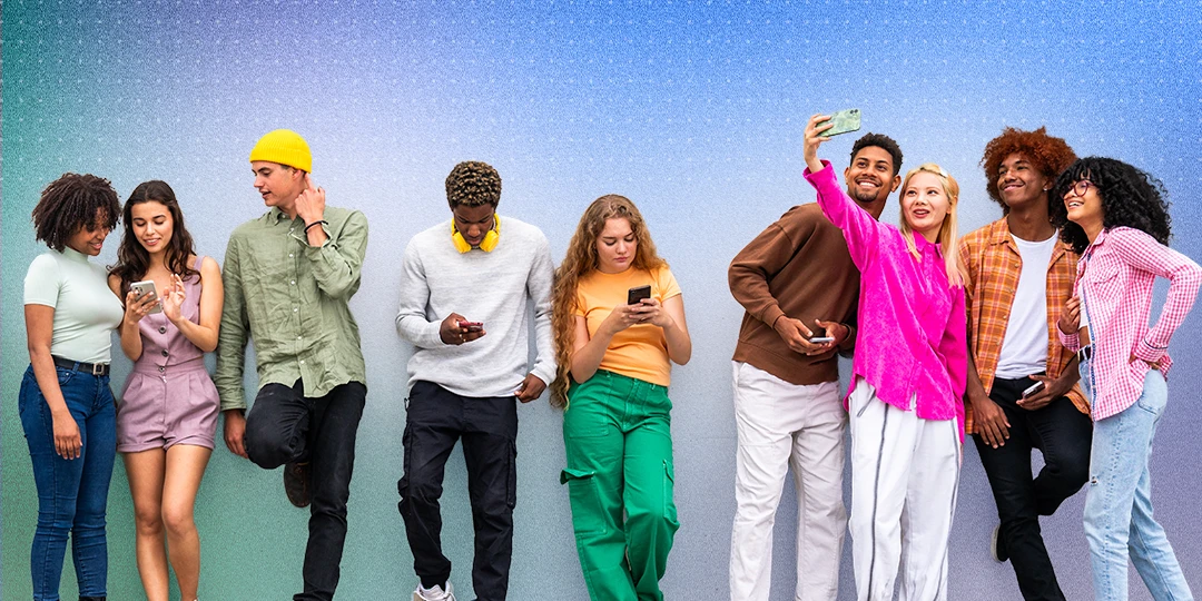 Gen Z Wants Full A group of four Gen Z people with a grainy blue, purple, and green overlay