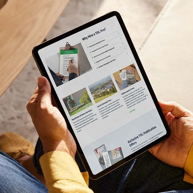 Person holding a tablet with content from the Team Dave Logan website