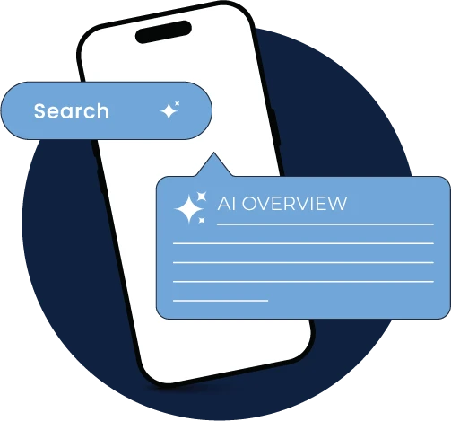 Phone illustration of AI Overview Search