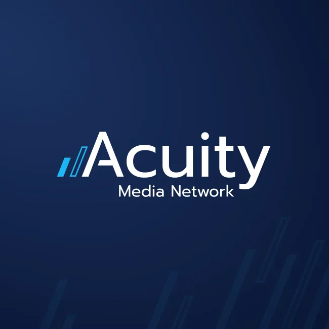 Acuity Media Network logo on a navy blue background